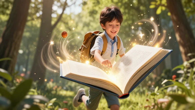 Portada digital realista de estudiante y libro
