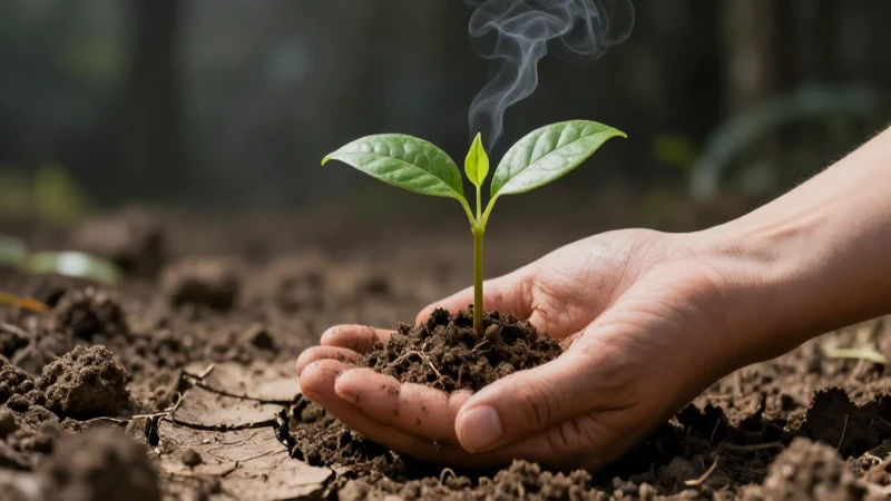 Brote verde protegido de tierra árida