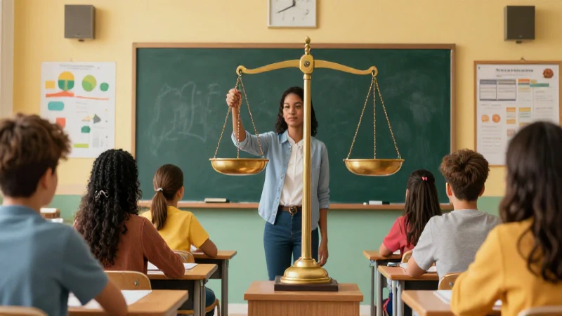 Educador guía a estudiantes en un aula moderna