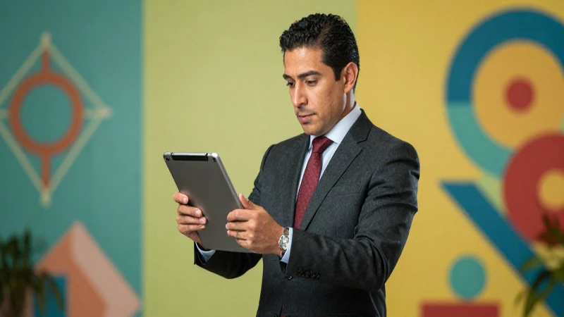 Superando desafíos en La implementación de la Nueva Escuela Mexicana: Evaluación del aprendizaje 5 Maestro mexicano con tableta y estilo dinámico
