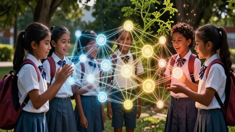 Mejora tu aprendizaje: Claves de la Nueva Escuela Mexicana vs. plan de estudios anterior 4 Estudiantes mexicanos colaboran con nodos de conocimiento