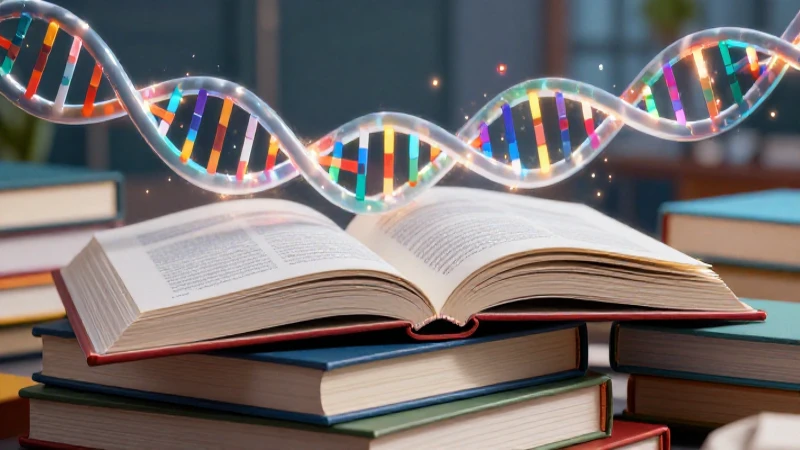 Diferencias clave: Libros de biología SEP vs. libros autodidactas 4 Ilustración profesional con libros y ADN