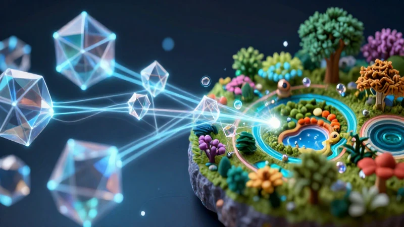 Energía, cristales y ecosistema en ilustración educativa