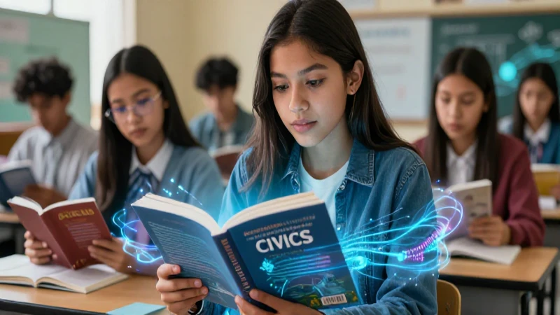 Elementos clave de libros de educación cívica de la SEP: descúbrelos aquí 5 Estudiante mexicano estudia cívica en ambiente moderno