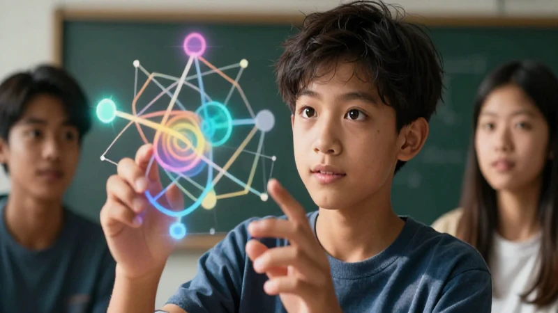 Joven estudia matemáticas abstractas con luz dramática