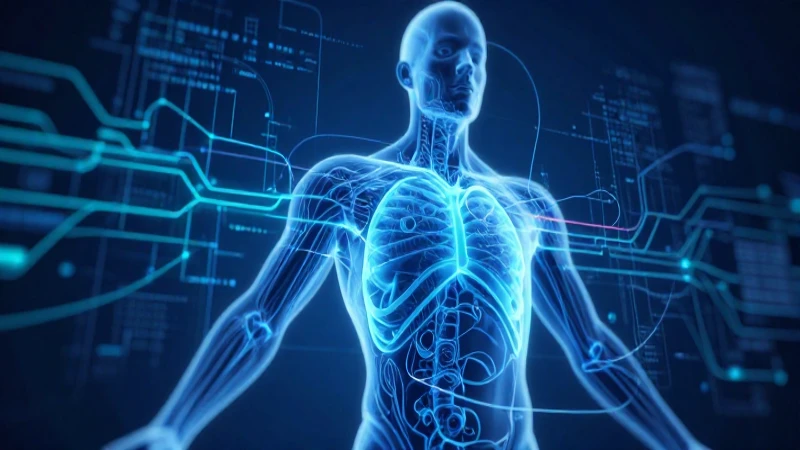 Figuras humanas detalladas con esqueléticos de datos azules