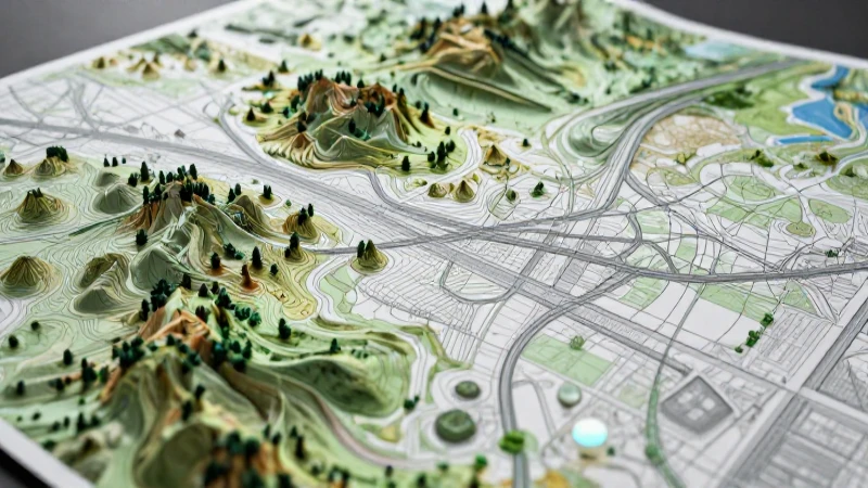 Qué es la cartografía, sus orígenes, evolución y tipos 6 Ilustración de mapa topográfico sofisticado y realista