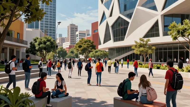 Comunidad urbana vibrante con arquitectura moderna