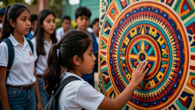 Estudiantes mexicanos explorando arte prehispánico