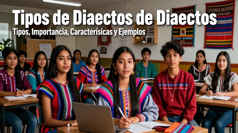 Dialectos: Tipos, Importancia, Características y Ejemplos 3 Estudiantes mexicanos aprendiendo en un vibrante entorno moderno