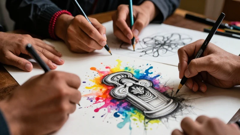 Manos diversas crean arte vibrante y detallado
