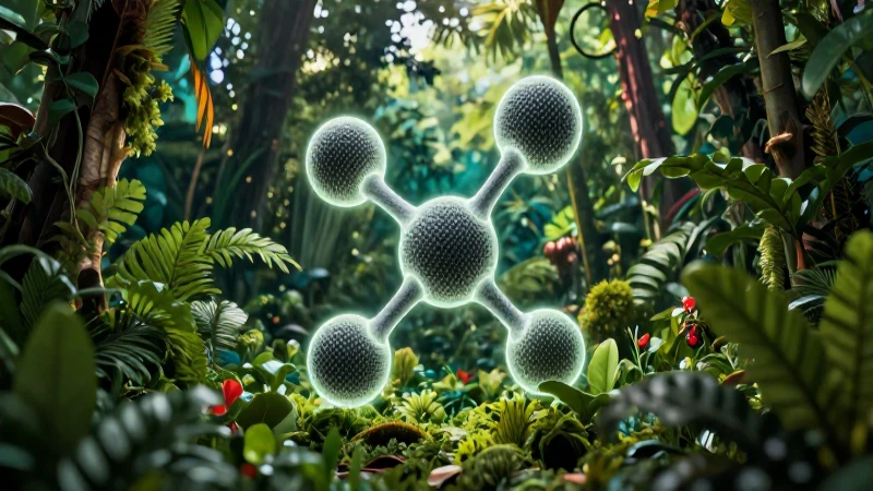 Molécula brillante en la exuberante selva