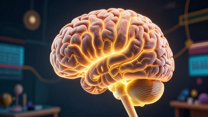 Estructura cerebral hiperrealista y luminosa