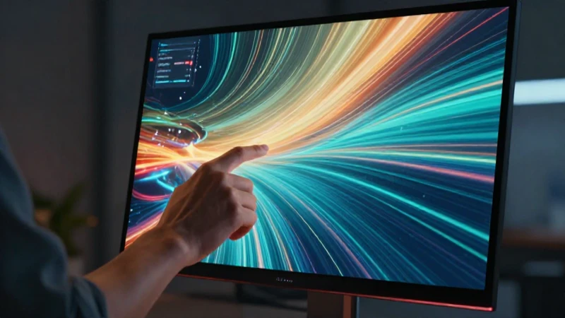 Monitor moderno con datos interactivos y estilo profesional