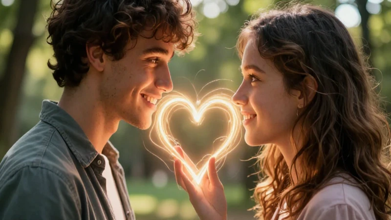 Pareja conectada por un aura mágica y vibrante