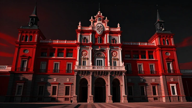 Arquitectura histórica estilizada de Madrid con alto contraste