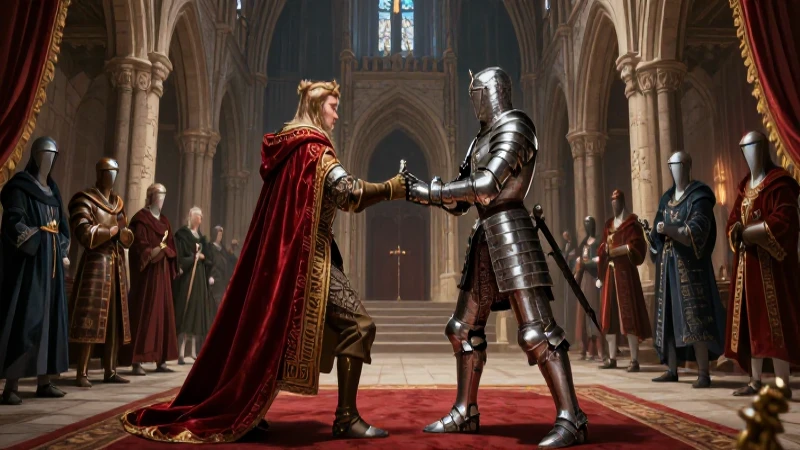 Feudalismo: Historia, características y su funcionamiento 5 Escena épica de homenaje medieval en gran castillo