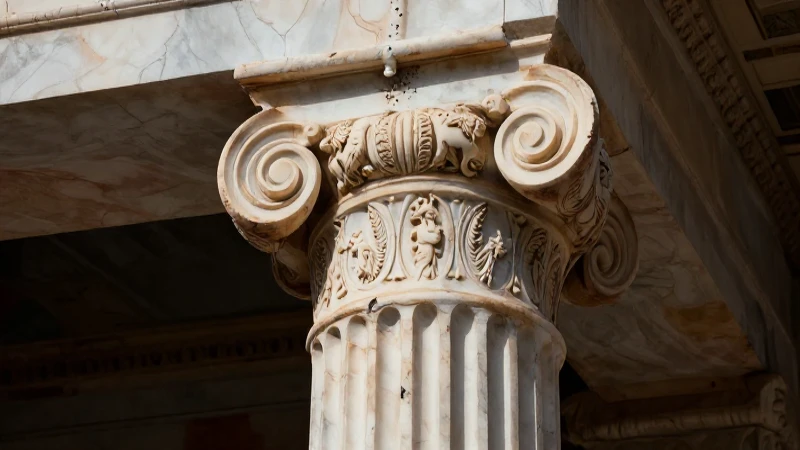 Columna griega con busto en estilo dinámico