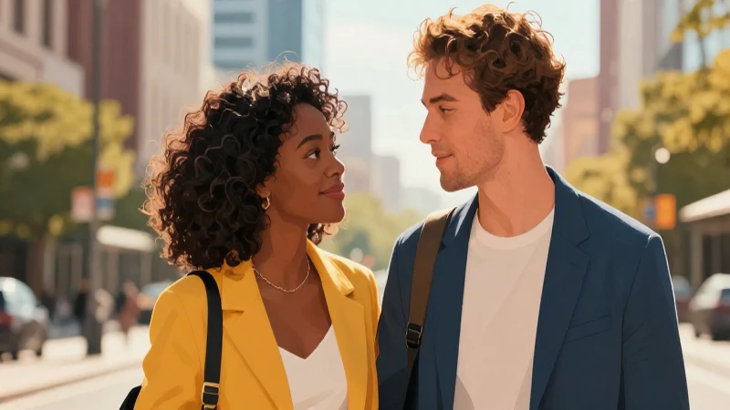 Qué es el noviazgo: definición, tipos y conceptos clave 7 Pareja moderna con mirada intensa y estética premium