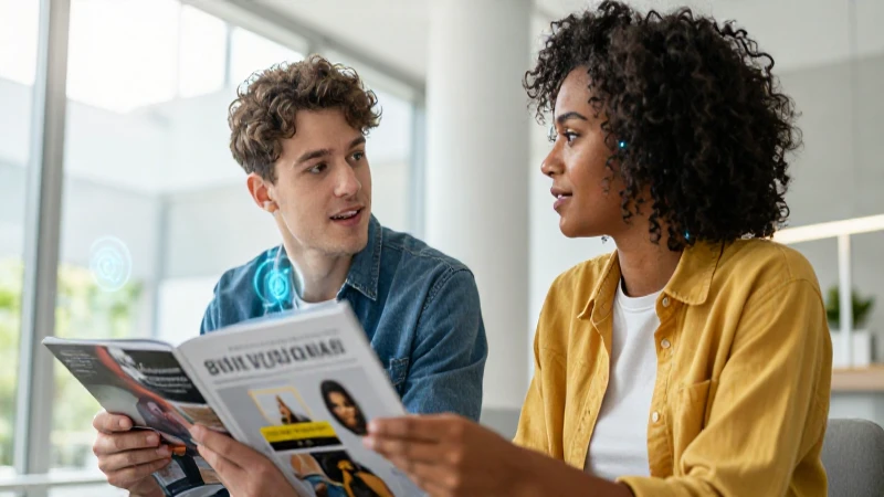 Qué es el noviazgo: definición, tipos y conceptos clave 3 Pareja diversa conversando en entorno moderno y futurista