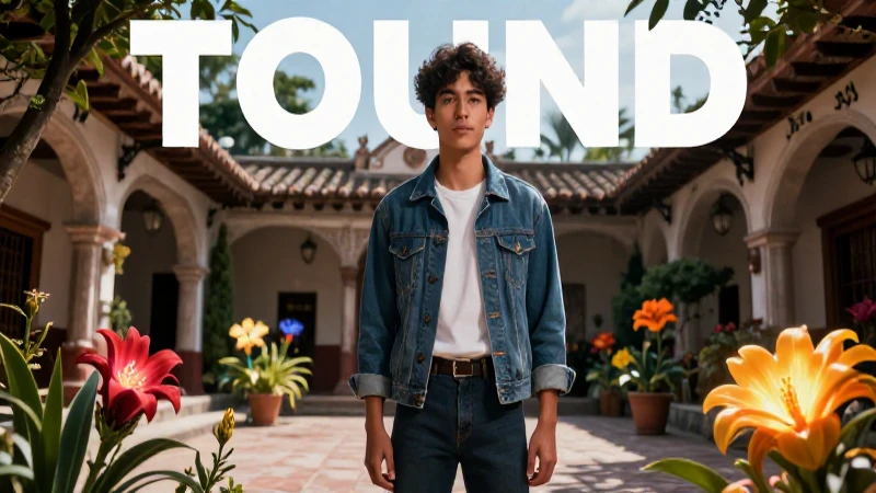 Joven vibrante en patio mexicano surrealista e hiperrealista