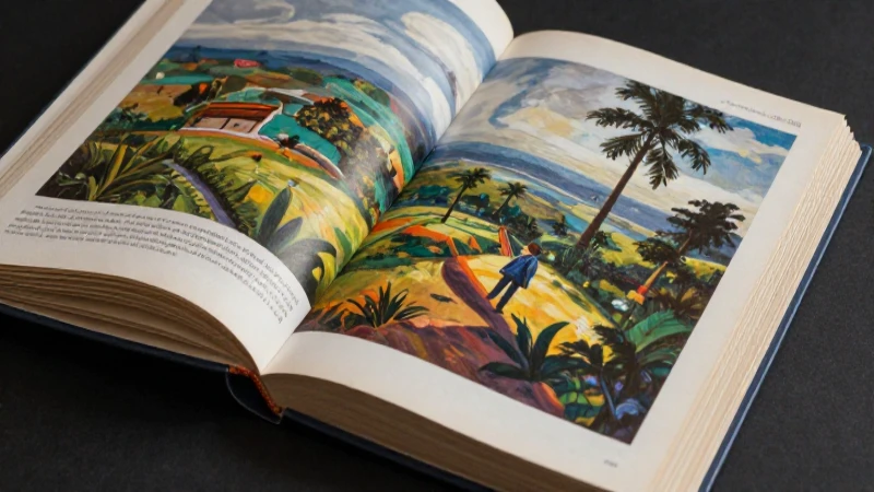 Ilustración de libro vintage con realismo vibrante