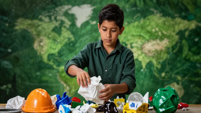 Conoce todo sobre el residuo y su impacto en el medio ambiente 3 Estudiante mexicano recicla con estilo profesional