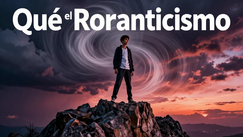 Qué es el Romanticismo: Resumen y Características Clave 3 Estudiante romántico en cima dramática y vibrante