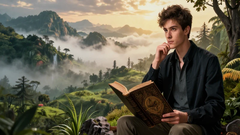 Qué es el Romanticismo: Resumen y Características Clave 9 Joven académico contemplando un paisaje vibrante