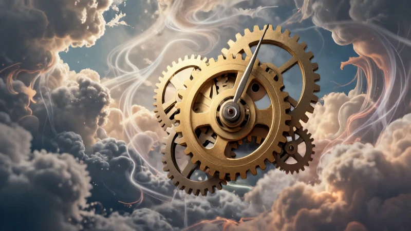 Qué es el tiempo: Perspectivas en física y filosofía 7 Reloj abstracto y nubes dramáticas en estética educativa