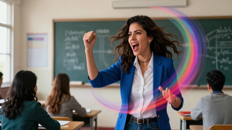 Profesora dinámica en clase mexicana moderna