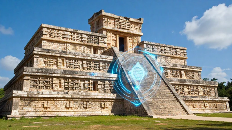 Estructura maya con escudo digital protector