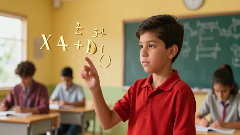Joven en México observa cálculos matemáticos dorados
