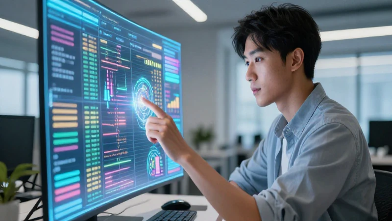 Qué es Excel y cuáles son sus conceptos, historia y usos 5 Joven estudiante enfocado ante datos futuristas