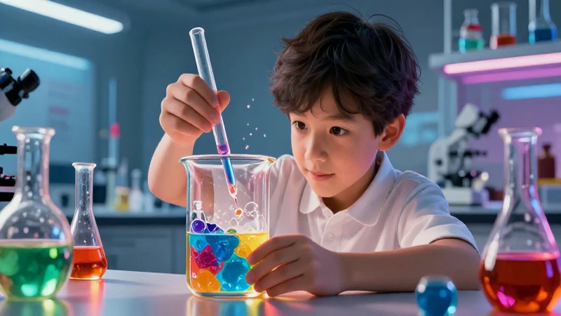 Qué es la experimentación: definición y concepto clave 3 Detalle vibrante de joven experimentando química