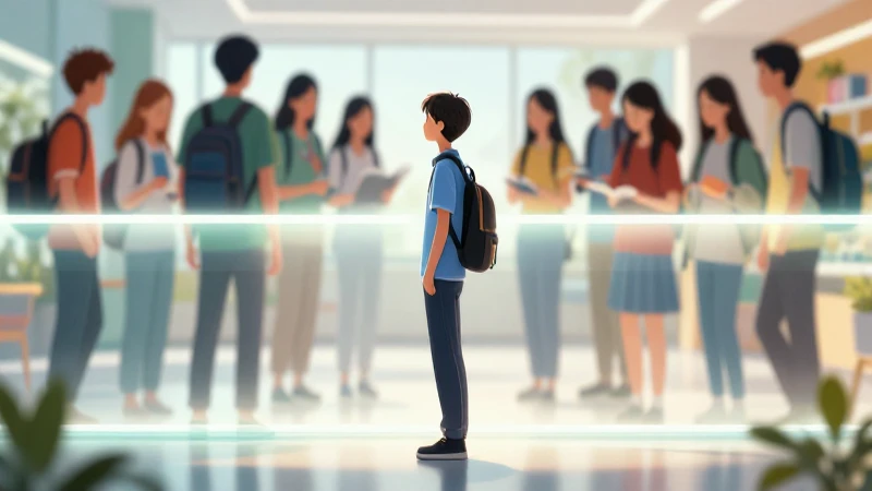 Qué es inclusión: Tipos y casos de exclusión explicados 5 Estudiante solitario frente a grupo iluminado