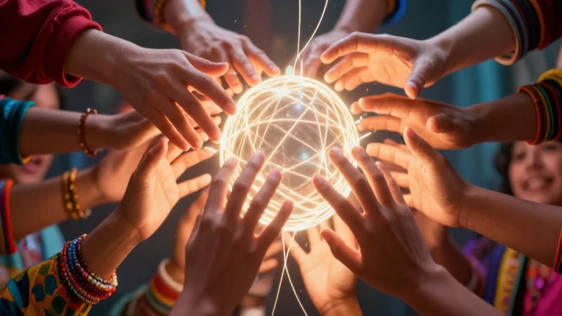 Manos diversas conectan un centro luminoso con energía mexicana