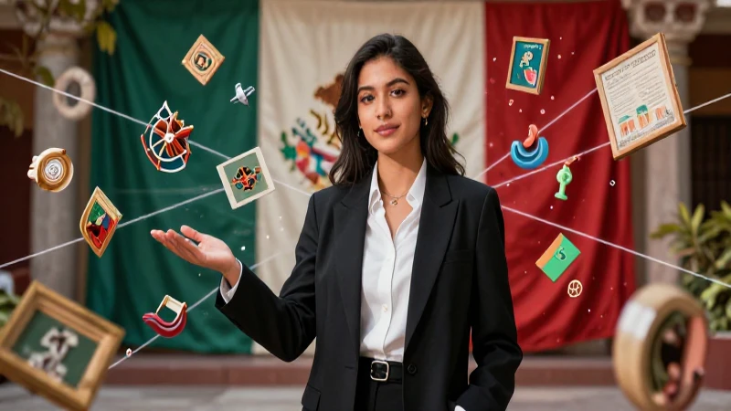 Estudiante brillante en vibrante escenario mexicano