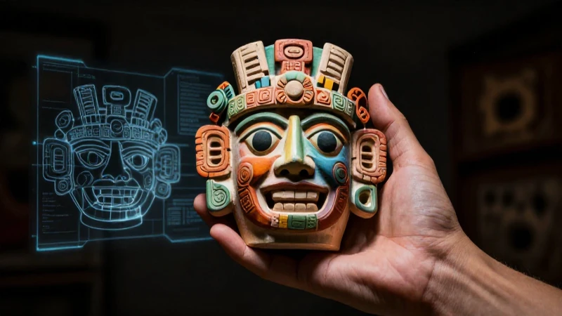 Arqueología: Ramas, Estudios y Características Esenciales 6 Manos sostienen arte mesoamericano holográfico