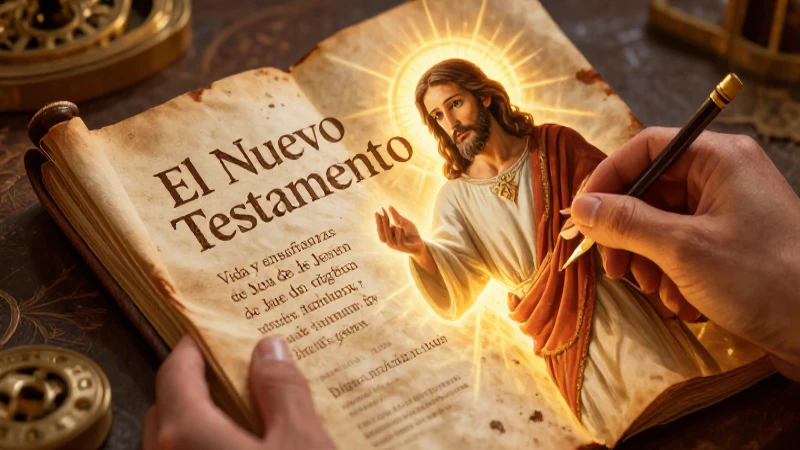 Qué es la Biblia Origen, estructura y características clave 6 Ilustración majestuosa de Jesús y la Biblia
