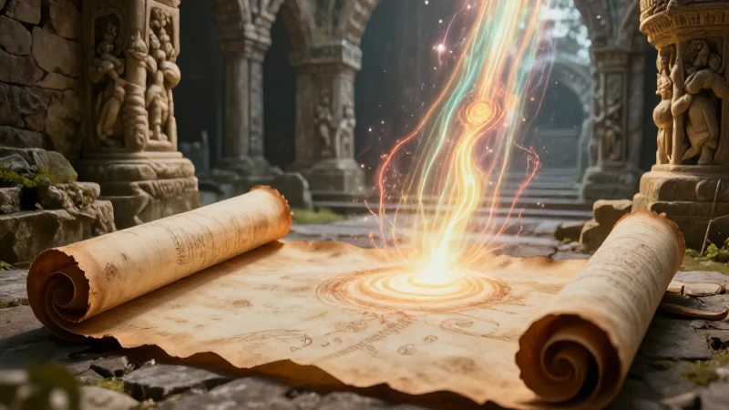 Qué es la Biblia Origen, estructura y características clave 3 Pergamino antiguo ilumina ruinas con conocimiento divino
