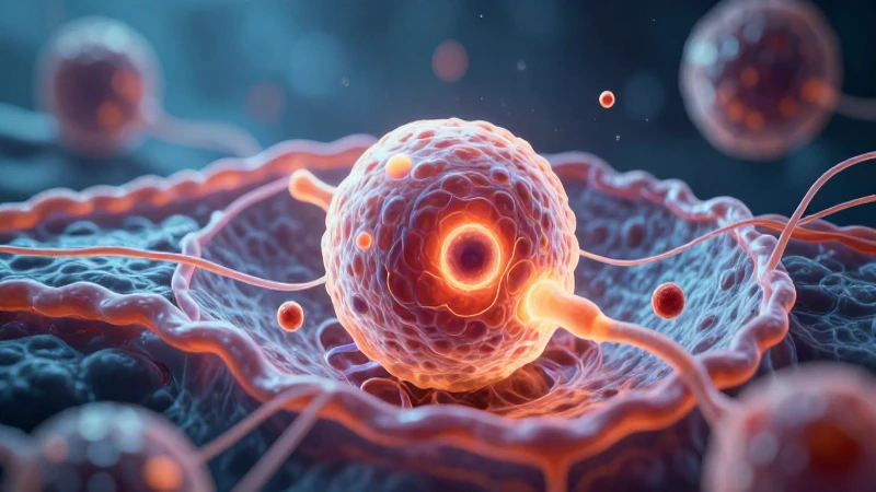 Célula eucariota detallada con energía biológica vibrante