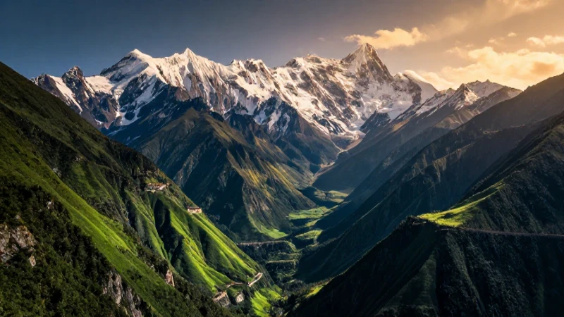 Andes majestuosos en hora dorada