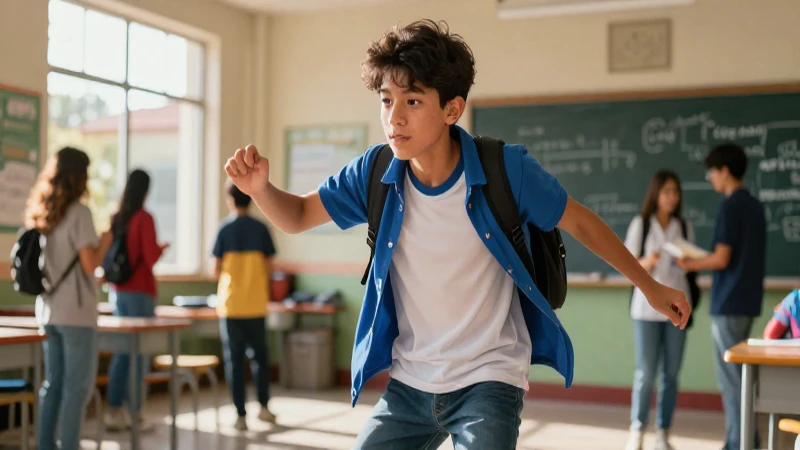 Joven estudiante mexicano activo en vibrante entorno escolar