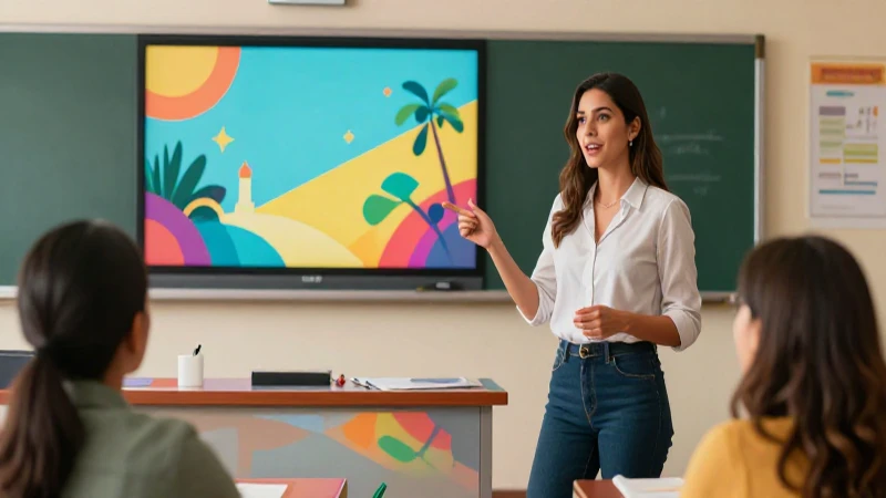Qué es la exposición oral Guía completa y características 8 Docente mexicana profesional presentando ideas con alto contraste