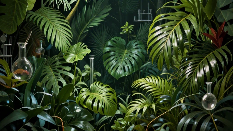 Flora tropical lujosa en ambiente de estudio profesional