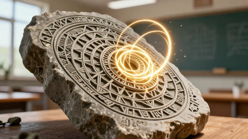 Qué es la geometría: definición, corrientes y conceptos 3 Ilustración de espiral dorada en un aula antigua