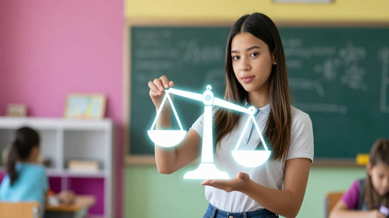 Estudiante con símbolo de equilibrio, estética premium