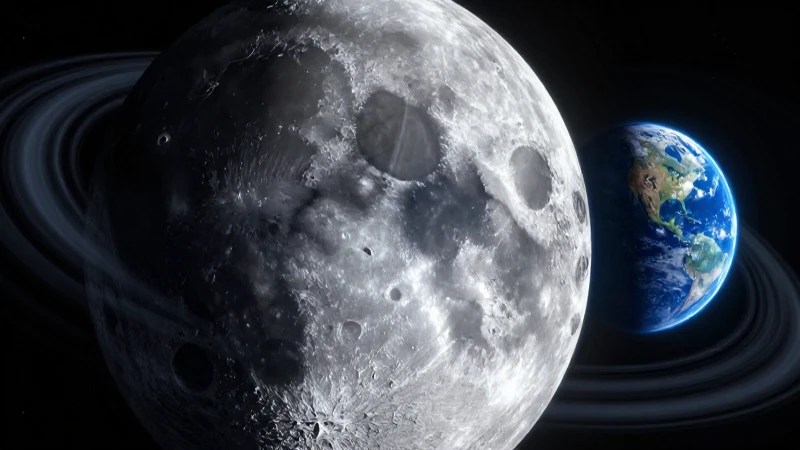Luna y Tierra en un cosmos hiperrealista