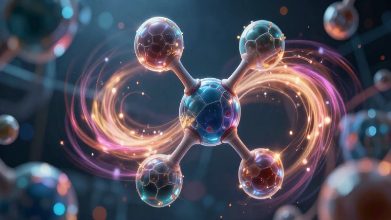 Estructura cristalina abstracta con campos de energía vibrantes